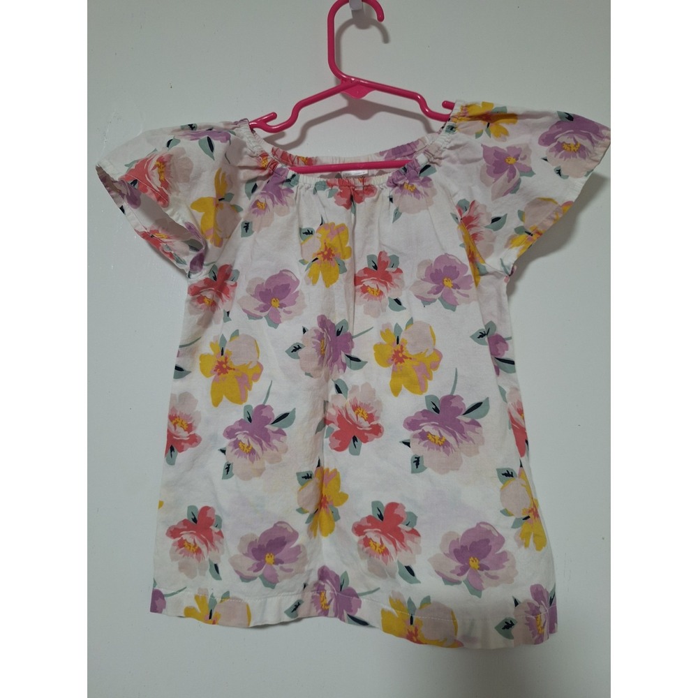 Carter's Toddler Girls Floral Flutter Sleeve Top Shirt 5t White Pink Yellow